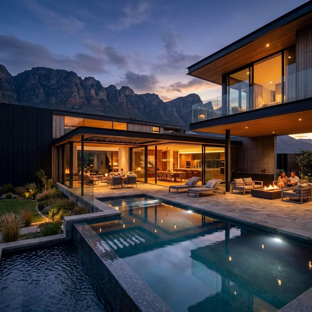 Luxury villa at dusk